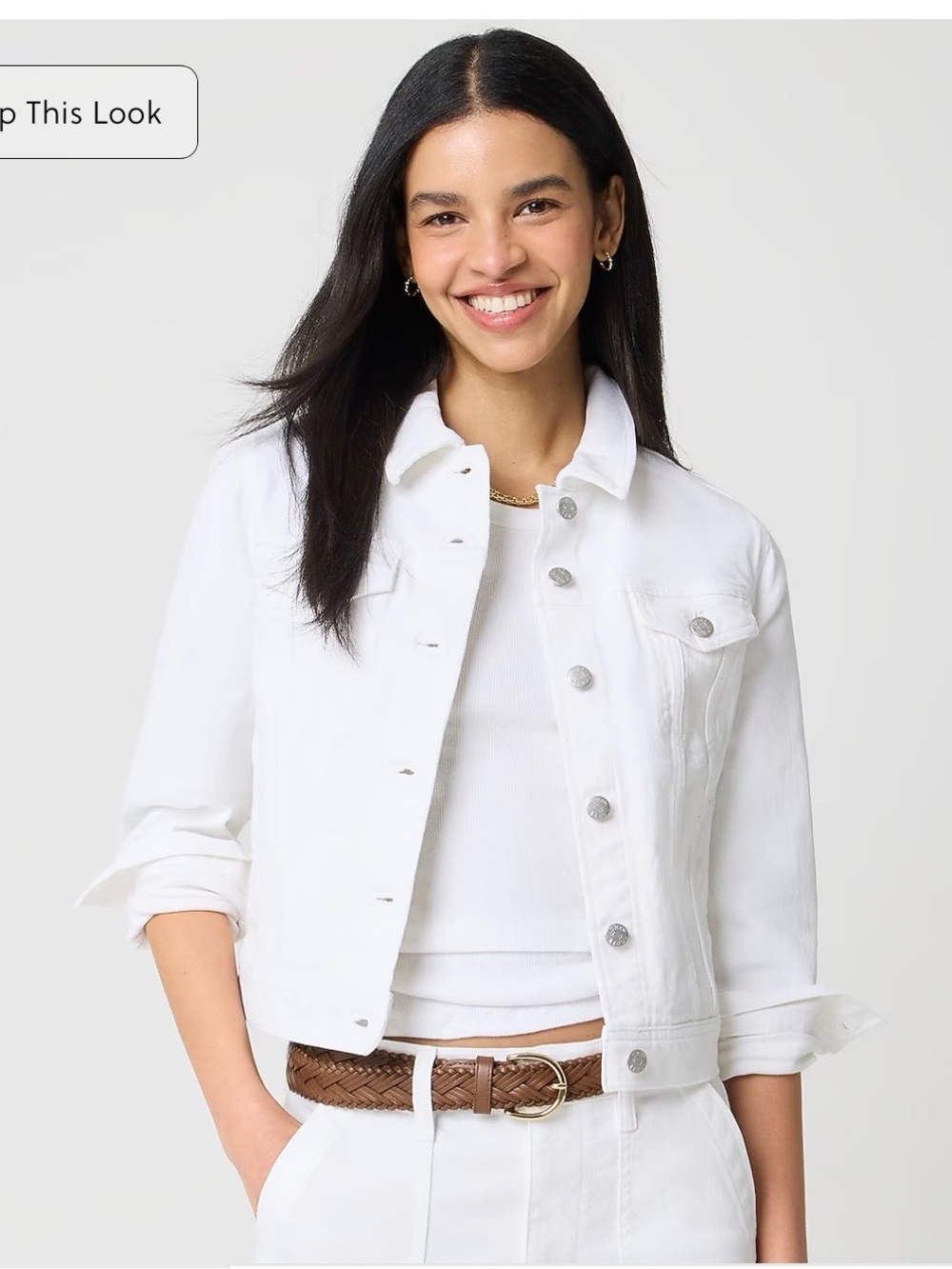 J. Crew White Cropped Denim Jacket